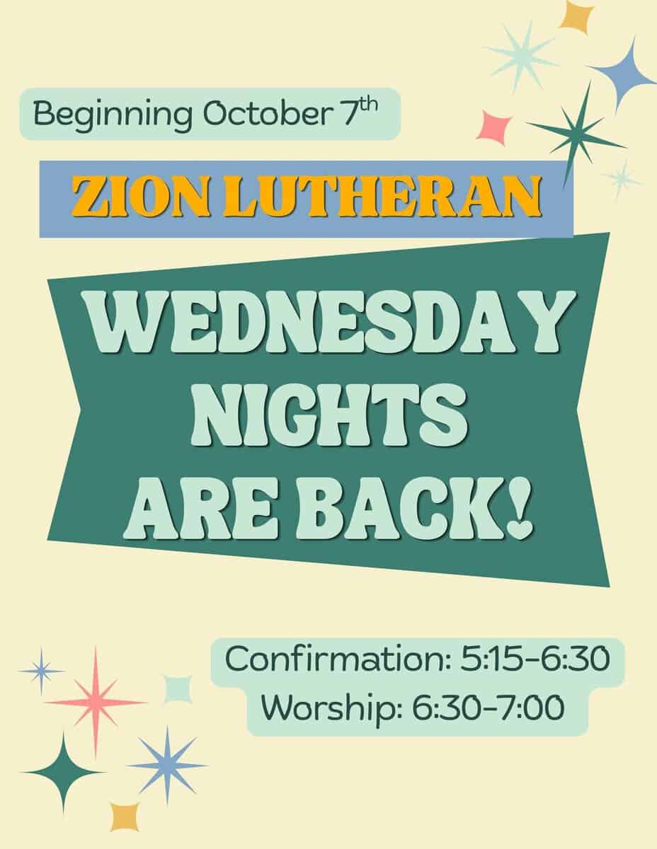 confirmation announcement - Zion Lutheran Church